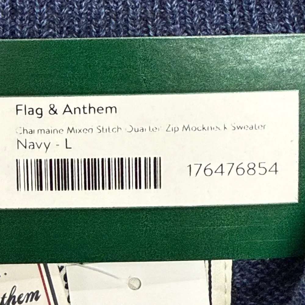 Flag & Anthem Sweater Men Large Blue Mixed Stitch Charmaine 1/4 Zip Pullover NWT - Picture 10 of 12